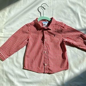 Jacadi Paris baby boy 18 month red gingham button down holiday shirt
